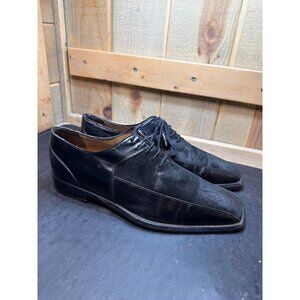 Mezlan Redford Black Leather & Suede Mens Oxford Dress Shoes Square Toe Size 8.5